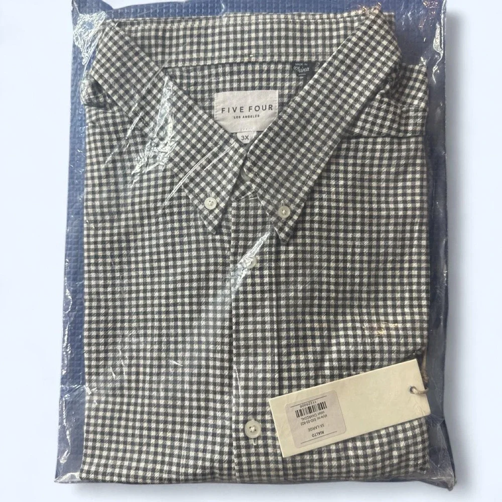 Five Four Los Angeles Rialto button-down shirt in charcoal gingham.